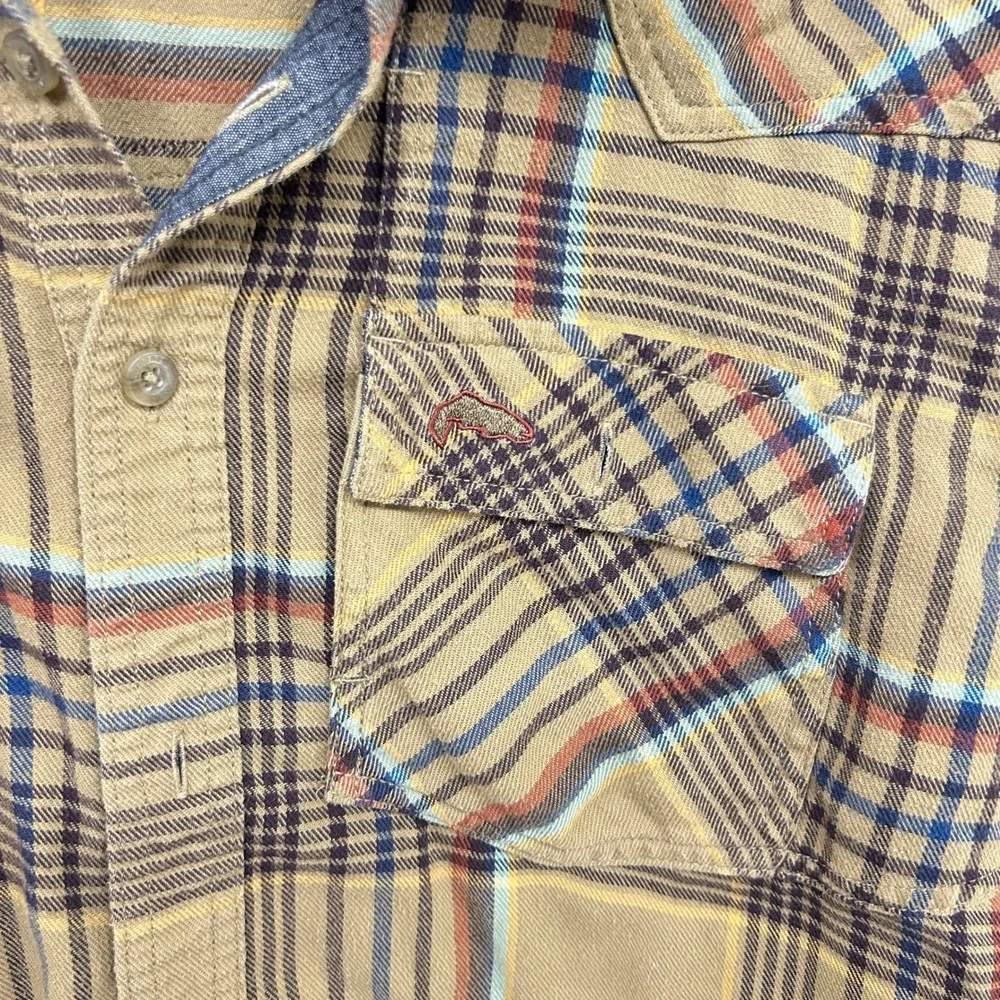 Simms Western Plaid Flannel Fishing Shirt Medium Mustard Yellow Gorpcore Outdoor
